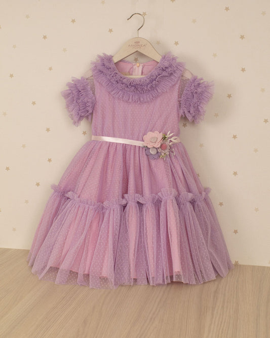 VESTIDO BLUSH CUBIERTA TULL Y FAJON