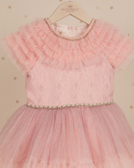 VESTIDO ARANDELAS TUL FALDA BRILLOS