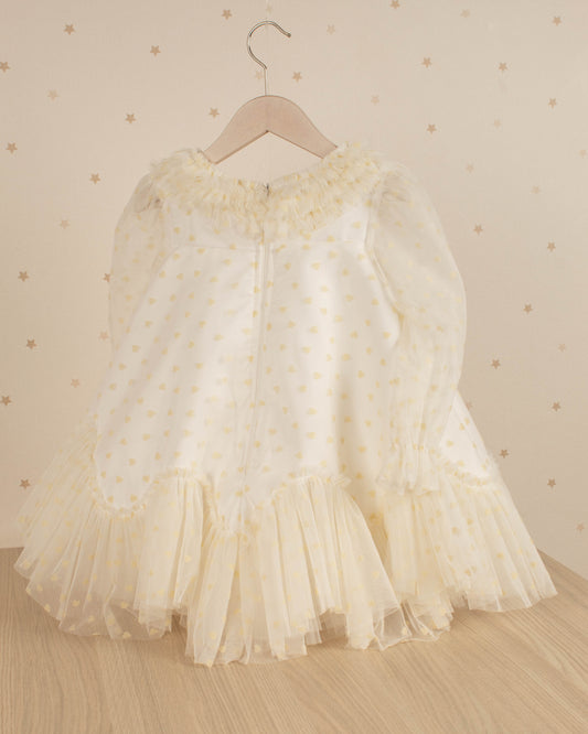 VESTIDO MANGA LARGA CUBIERTA DE TULL CORAZONES