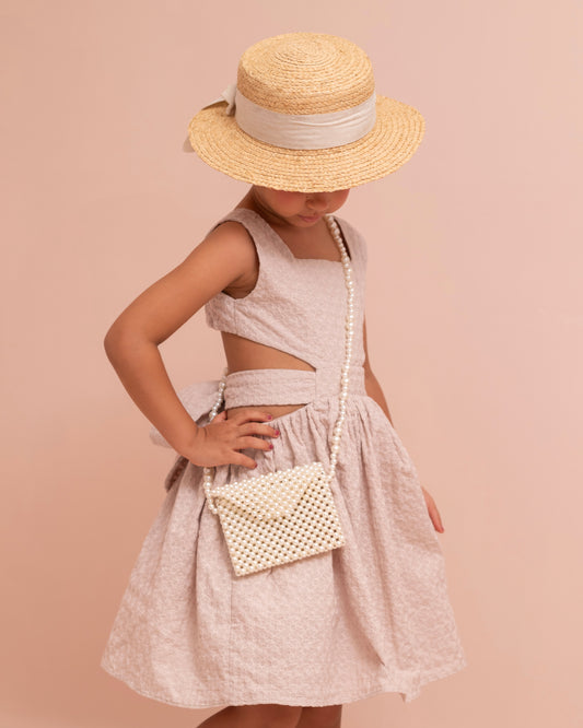 VESTIDO COQUETTE OJALILLO ESCOTE CINTURA BOSQUE