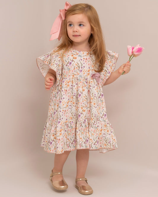 VESTIDO TALLE ALTO ARANDELAS HOMBROS Y LAZO FRONTAL