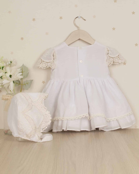 VESTIDO MANGA CORTA DETALLES PUNTILLA