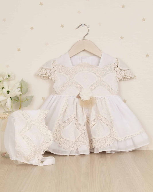 VESTIDO MANGA CORTA DETALLES PUNTILLA