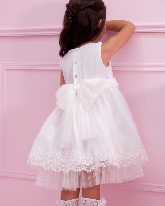 VESTIDO CUBIERTA TIPO ORGANZA Y BORDADO SIN MANGA