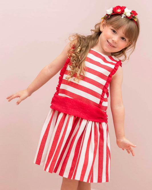 VESTIDO TALLE BAJO RAYAS NAVIDAD