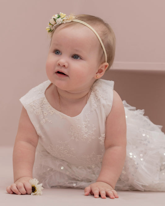 VESTIDO BAUTIZO TUL Y LENTEJUELAS