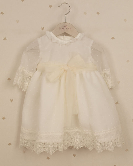 VESTIDO DE BAUTIZO PLUMETI DE ORGANZA CON CAPOTA