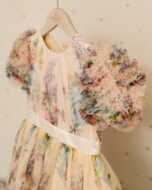 VESTIDO FLORES MANGAS TUL
