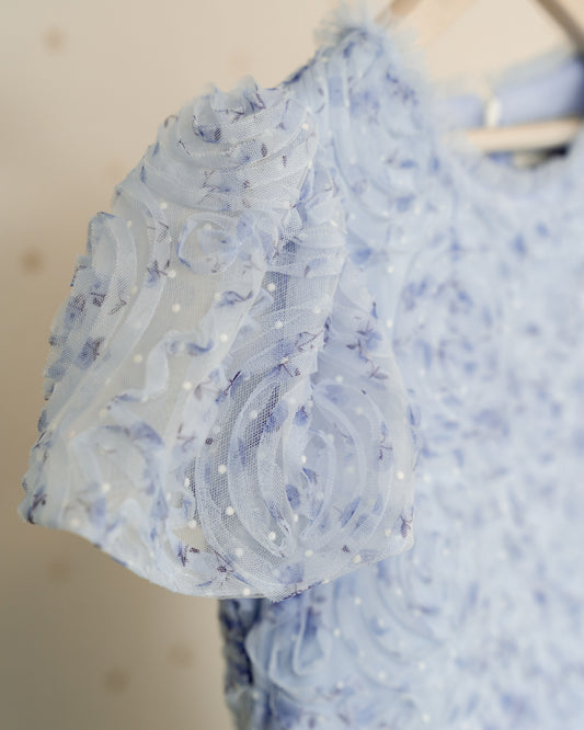 VESTIDO FLORES 3D CON MANGAS
