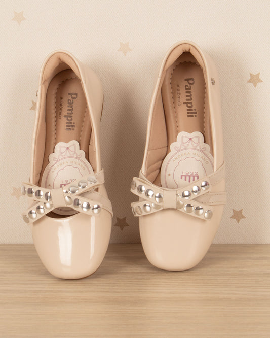 BALETA CHAROL CON LAZO Y BRILLOS