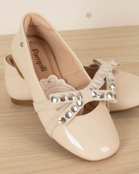 BALETA CHAROL CON LAZO Y BRILLOS