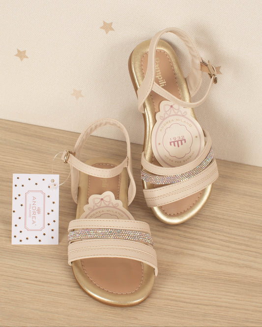 SANDALIA MILI CON HEBILLA Y BRILLOS