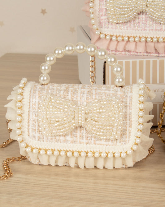 BOLSO FIBRAS LAZO PERLAS Y ARANDELA