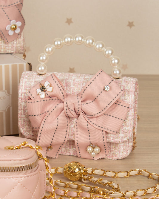 BOLSO FIBRAS LAZO CON ASA DE PERLAS