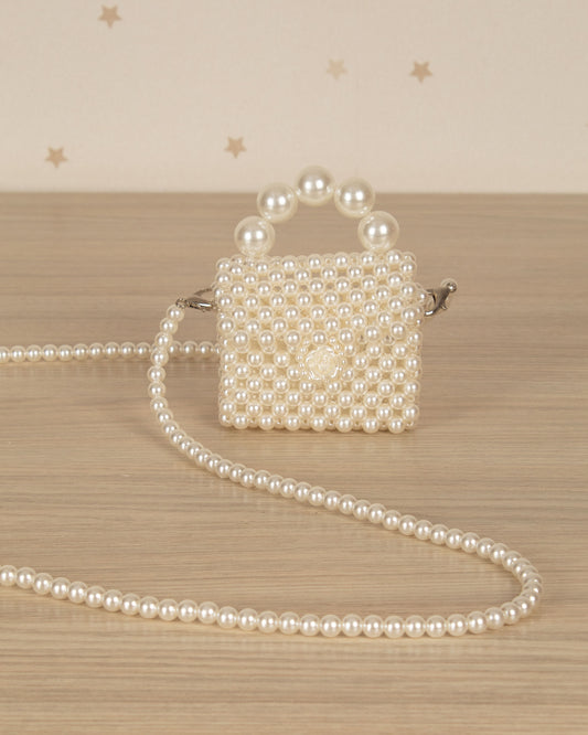 BOLSO DE PERLAS MINI CON ADORNO FLOR