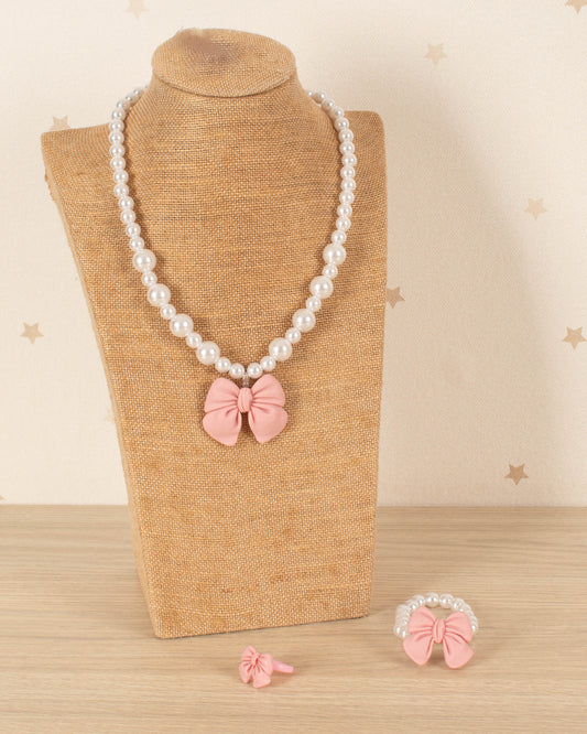 SET DE COLLAR PERLAS Y LAZOS