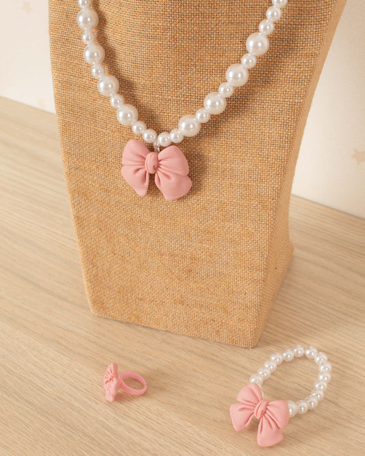 SET DE COLLAR PERLAS Y LAZOS