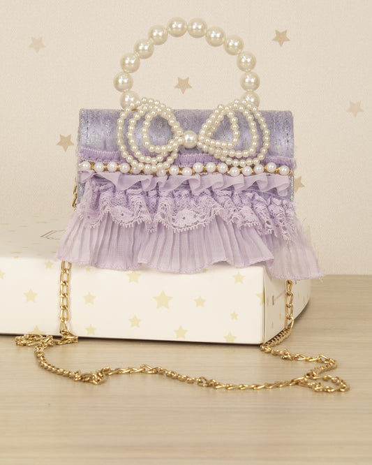 CARTERA SATIN ARANDELAS PUNTILLA Y PERLAS