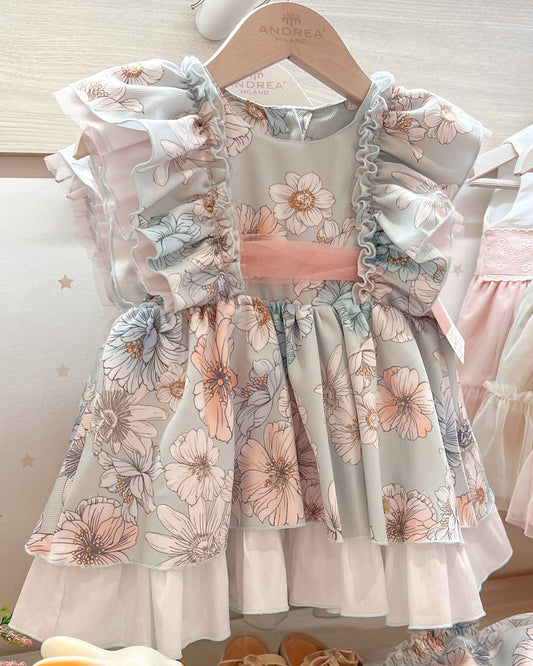 VESTIDO LAVANDA ESTAMPADO FLORES Y RANITA