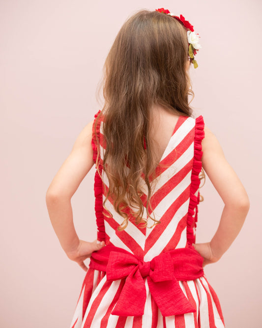 VESTIDO TALLE BAJO RAYAS NAVIDAD