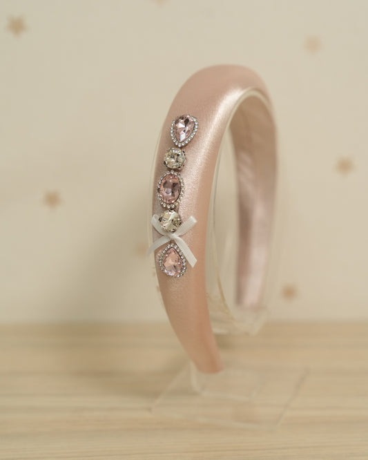 DIADEMA PERLA BRILLANTE  Y LAZO