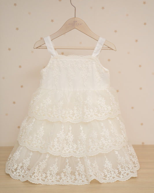 VESTIDO TIRANTES FALDA ARANDELAS BORDADAS