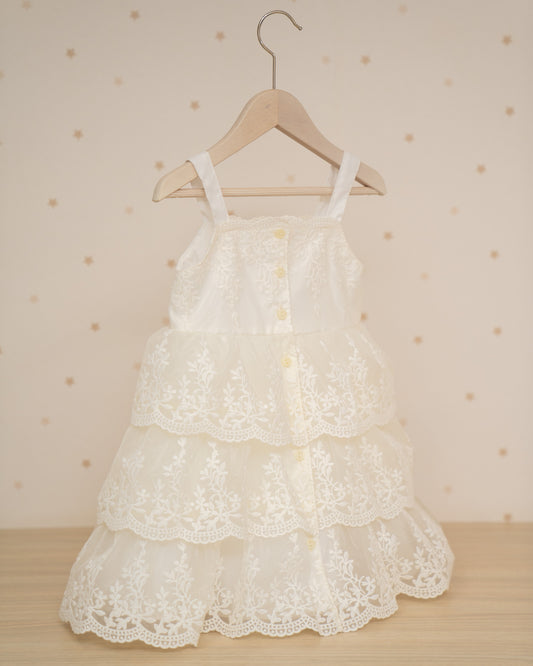 VESTIDO TIRANTES FALDA ARANDELAS BORDADAS