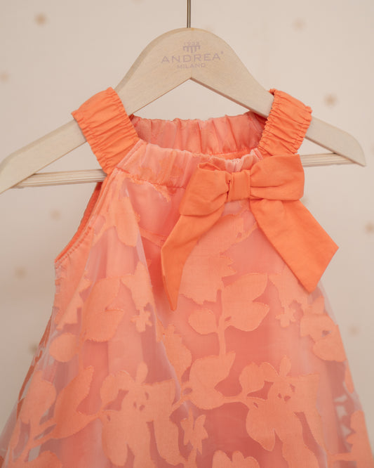 VESTIDO TALEGO FLORES Y LAZO CUELLO