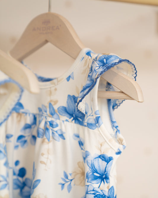 VESTIDO TALEGO ESTAMPADO FLORES ARANDELAS HOMBROS