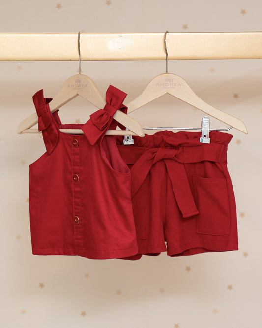 CONJUNTO BLUSA TIRANTES CON BOTONES Y SHORT