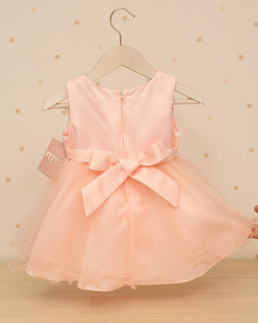 VESTIDO TALLE ALTO PERLAS FALDA FLORES 3D