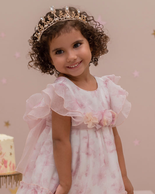 VESTIDO TIPO ORGANZA APLIQUE FLORES
