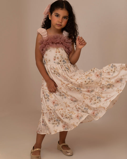 VESTIDO ALMENDRA ARANDELA TUL VELITAS