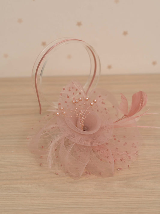 DIADEMA TIPO TOCADO FLOR CON PERLAS