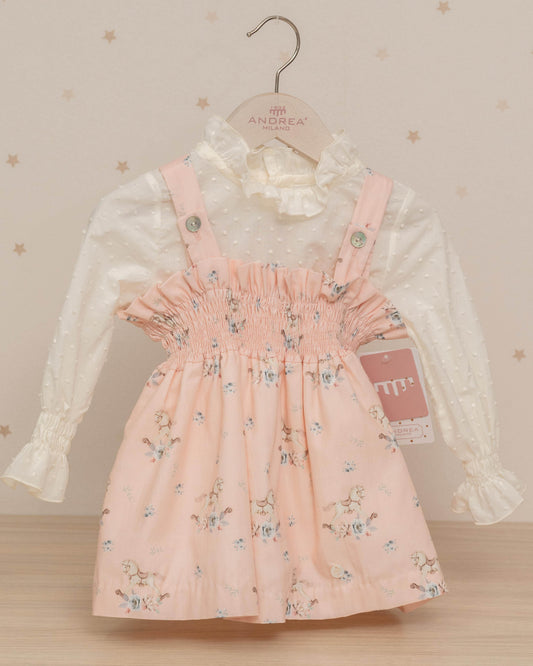CONJUNTO PETO CABALLITOS BLUSA MANGA LARGA DE PLUMETI