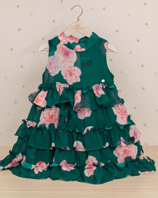 VESTIDO RIMINI ARANDELAS FALDA ESMERALDA