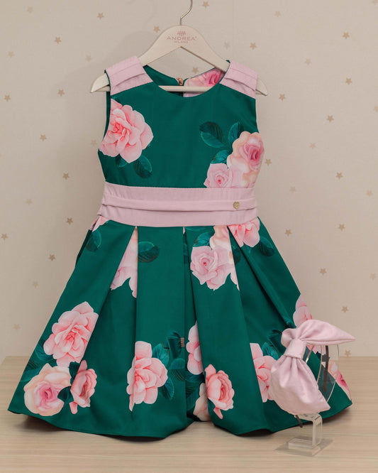 VESTIDO DORY TALLE ALTO FALDA PLIEGUES ESMERALDA
