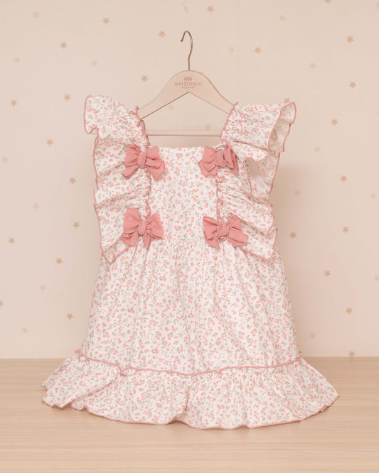 VESTIDO TALLE ALTO ARANDELAS HOMBROS CON LAZOS