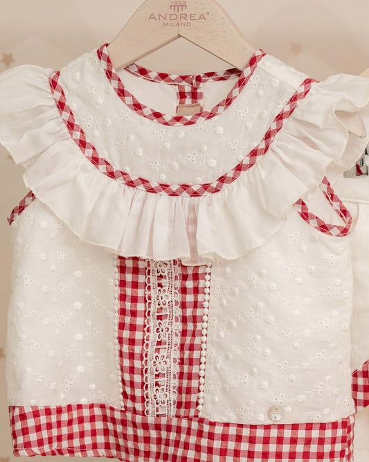 CONJUNTO BLUSA ARANDELA CUADROS Y SHORT