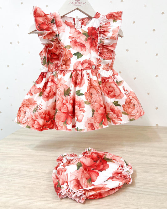 VESTIDO LAVANDA FLORES ROJAS