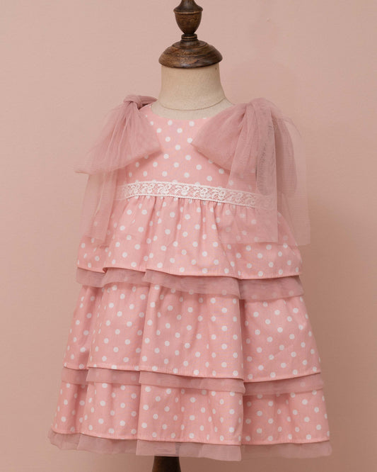 VESTIDO TIRANTES DE TUL Y FALDA ARANDELAS