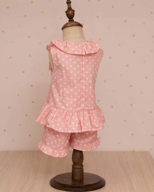 CONJUNTO BLUSA ARANDELA CUELLO Y SHORT