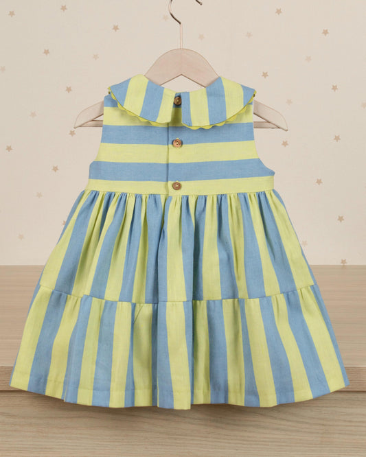 VESTIDO TALLE ALTO RAYAS LAZO CUELLO
