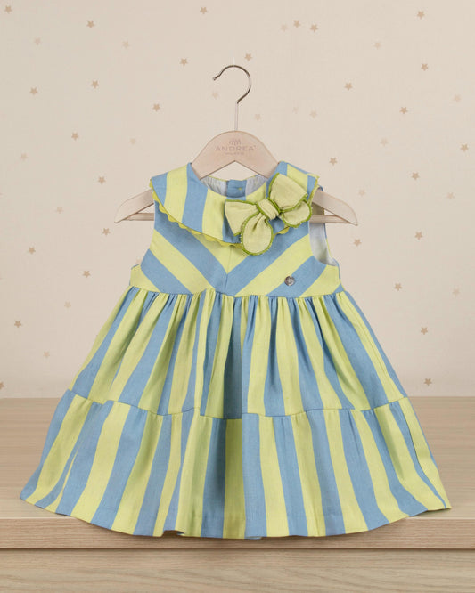 VESTIDO TALLE ALTO RAYAS LAZO CUELLO