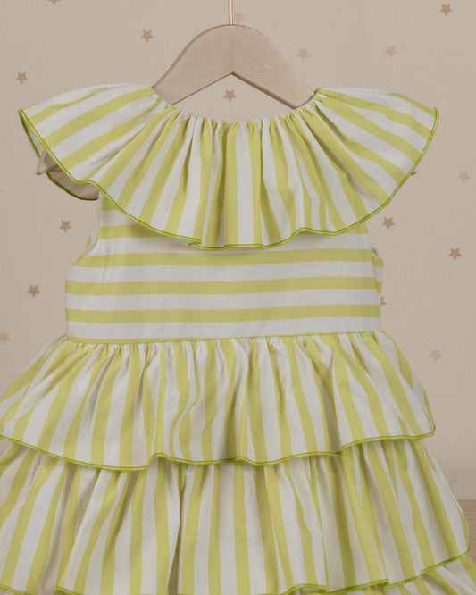 VESTIDO ARANDELAS RAYAS Y BOTONES DELANTEROS