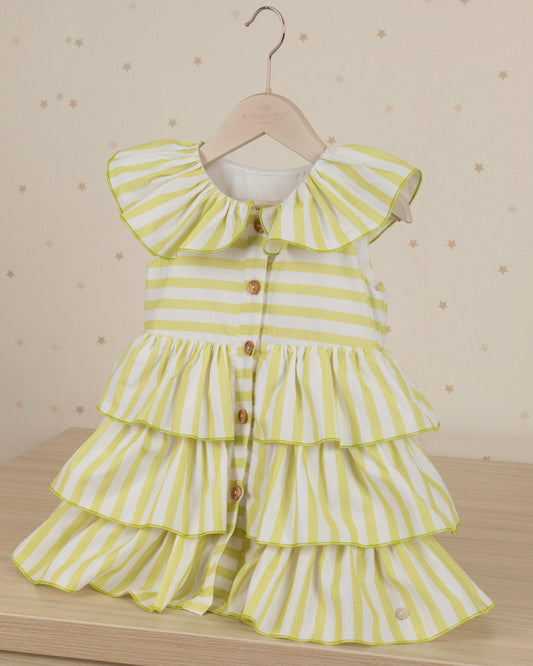 VESTIDO ARANDELAS RAYAS Y BOTONES DELANTEROS