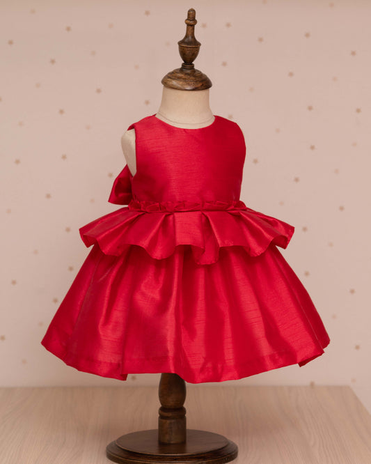 VESTIDO TALLE ALTO ARANDELA CINTURA Y ESCOTE TRASERO