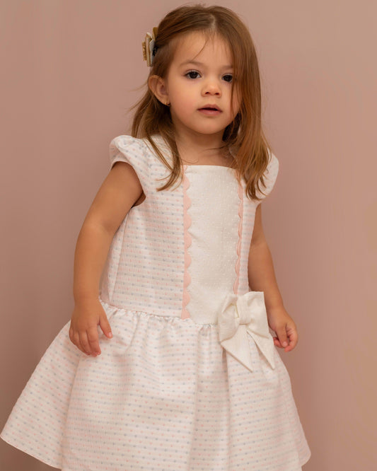 VESTIDO BORDADO PUNTOS DETALLE PECHO CON CINTILLO