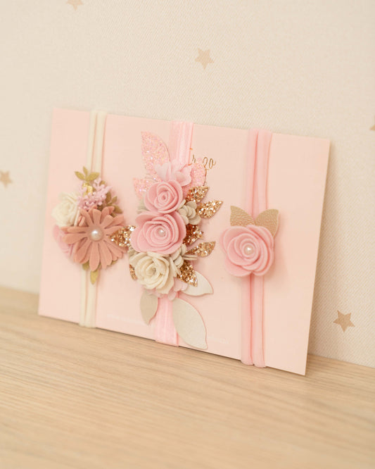 SET DE CINTILLOS FLORES X3