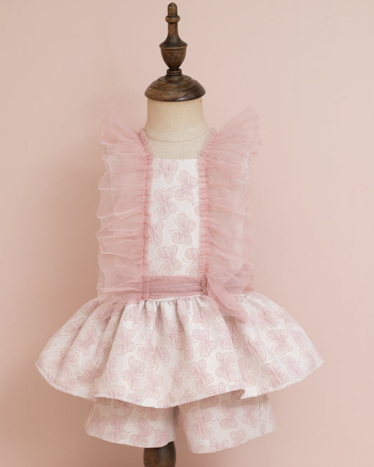 CONJUNTO BLUSA ARANDELAS DE TUL Y SHORT